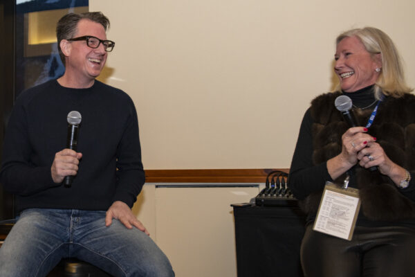 Stephen Tisdalle & Marty Willis during a Fireside Forum.