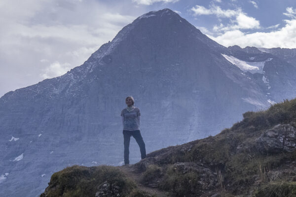 Cindy in front of the Eiger Northface