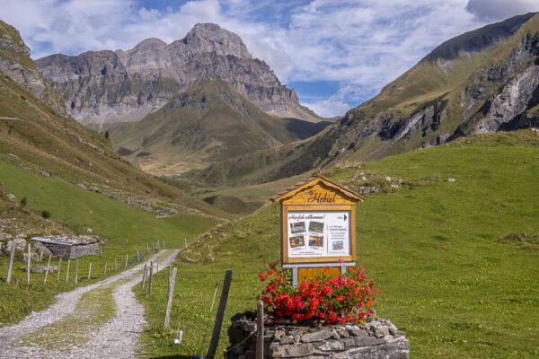 At the end of a valley is an alp hut .... with some 